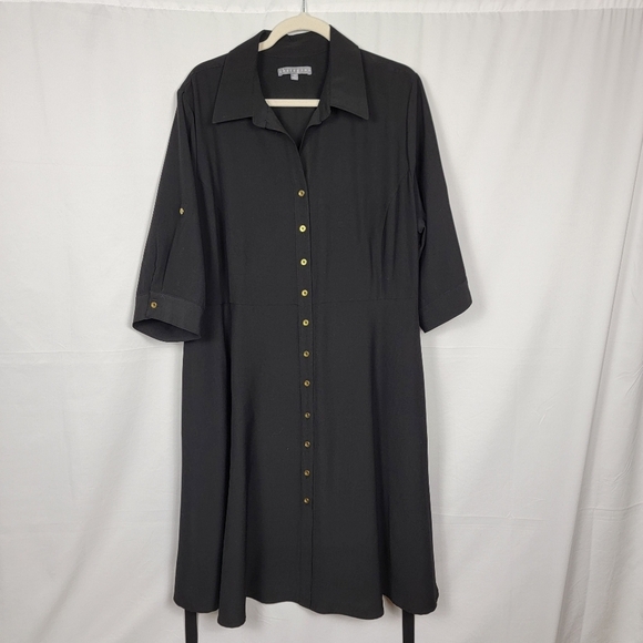 Sharagano Black Button-Down Dress NWOT #2629 - Picture 3 of 13